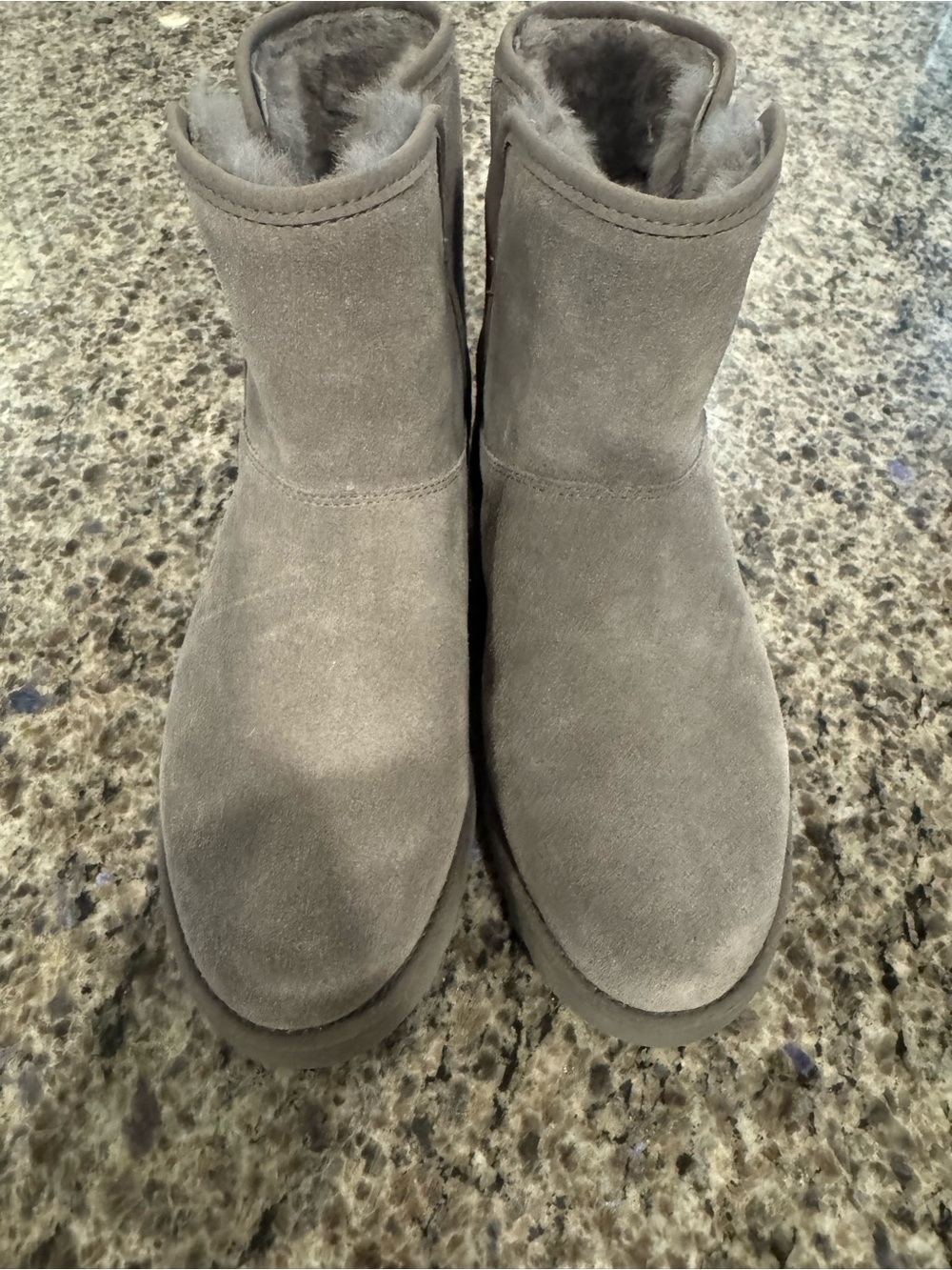 UGG Women's Grey Suede Shearling Short Boots